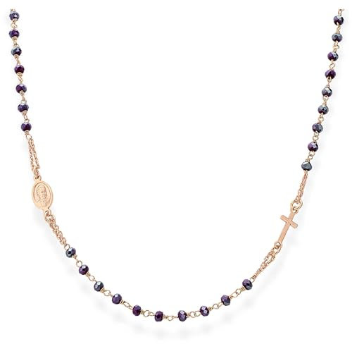Amen Collana In Argento 925 Collezione Rosari - Colore Rosè - Misura Unica
