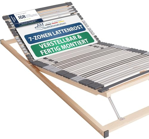 AM Qualitätsmatratzen 7 Zonen Lattenrost 110x200 verstellbar mit 44 Federleisten - Made in Germany - Verstellbarer Lattenrost 110x200 - Kopf und Fußteil - Holmabsenkung für Schulter und Becken