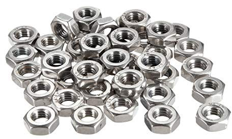 sourcing map 200 Stk. Sechskantmuttern M2,5x0,45 mm Sechskantmutter mit metrischem Grobgewinde Kohlenstoffstahl Silber Farbton