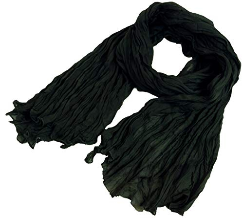 GURU SHOP Indisches Baumwolltuch, Schal, Krinkelschal - Schwarz, Herren/Damen, Baumwolle