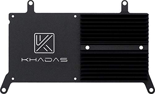 Khadas New VIM Heatsink, 6063 Aluminum, Black, M2x4 Mount, For VIM4/VIM3/VIM2 (v1.4+)/VIM1/Edge-V, Includes Blue & Pink Thermal Pads and Screws