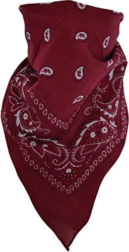normani 3 × Rocker & Biker Bandana Cap Kopftuch Halstuch in vielen Ausführungen Farbe Burgund/Schwarz