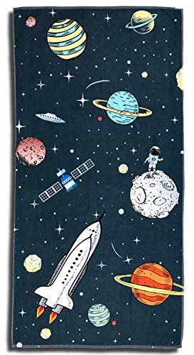 ESPiCO Strandlaken Weltall Badetuch Astronaut Planet Raumschiff Sterne UFO Saturn Mond 75 cm x 150 cm