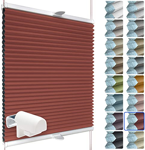 SchattenFreude Waben-Plissee für Fenster | 100% verdunkelnd/Blackout | Mit Klemm-Haltern | Klemmfix ohne Bohren | Rot (Weiße Rückseite), Breite: 95cm x Höhe: 130cm