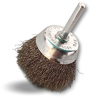 Brosse rotative métallique coupe Ø 50 mm | Sur tige Ø 6 mm | Fil inox Ø 0,20 mm souple | Pour perceuse ou visseuse à mandrin | Kibros 2550IV