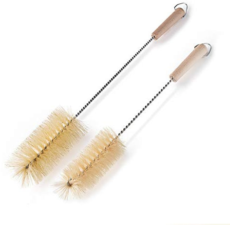 ecoLiving 100% Plastic Free Bottle Brushes, Made from FSC Certified Beech Wood, Plant Based Bristles, Suitable for Vegans. (Small Handle)