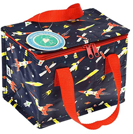 Rex London - Insulated Lunch Bag for Kids Foil Lined - Space Age Rocket | lunch bag, insulated lunch bag, lunchbag, thermal container, food carrier, soft lunchbag, cooler box
