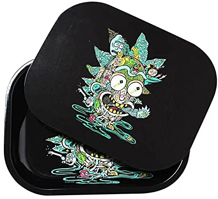 FANVANAI Rolling Tray with Magnetic Lid - Mini Metal Rolling Tray with Spill Proof Cover - Cute Decorative Tray - Perfect Storage for Home or On-The-Go-Small Size - 7'' x 5.5''