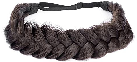 BOBIYA Messy breites 2 Stränge, Kunsthaar, geflochtenes Stirnband, klassisch, grob, elastisches Stretch-Haarband für Frauen und Mädchen (Schokolade)