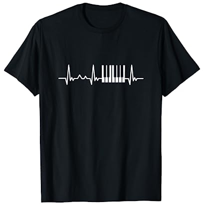 Jazz Musik Heartbeat Piano Klavier Keyboard Herzschlag T-Shirt