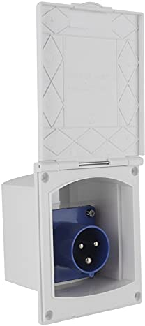 Aussensteckdose Wohnwagen Einbausteckdose 3 Pin Buchsen Stecker, 220V-240V 16A 83 x 109 mm Wohnmobil Steckdose Caravan Einspeisungsstecker