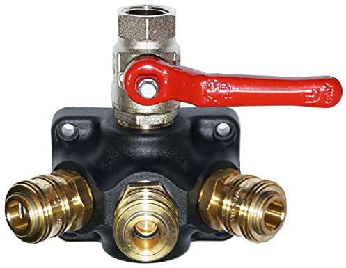 Distributeur d'air comprimé, prise murale, distributeur d'air, boîte de distribution différentes versions (3 prises avec raccord et robinet à boisseau sphérique)