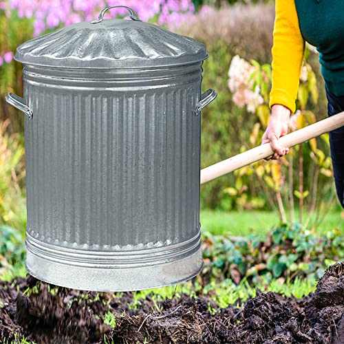STORM TRADING GROUP 90L Extra Large Galvanised Steel Metal Dustbin Kitchen House Garden Storage Bin With Handles & Lid (1)