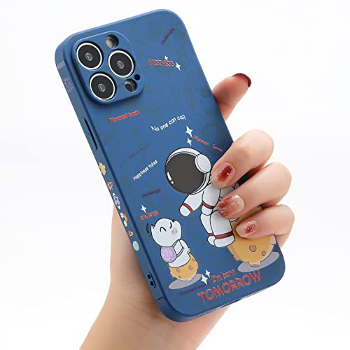 Yonds Queen for iPhone 13 Cute Case, Cool Cartoon Space Astronaut Planet Moon Design Stylish Soft TPU Bumper Shockproof Anti-Slip Protector Fashion Case (iPhone 13, Blue Puppy)