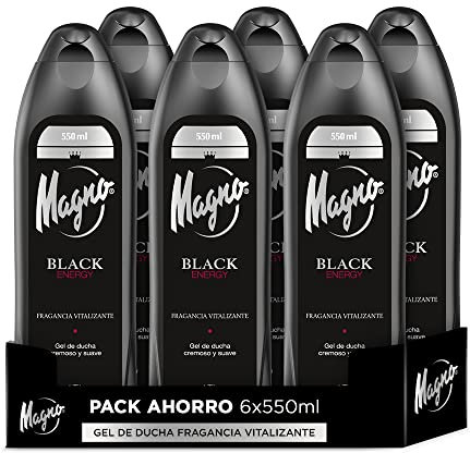 Magno - Gel de Ducha Black Energy - pack de 6 de 550ml (3.300ml) - Fragancia energizante de toques cítricos