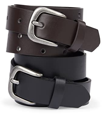 The Children's Place Boys Belt, Black/Brown -2 Pack, 8-16 US