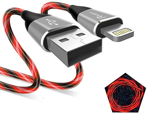 Light up iPhone Charger Cord, LED Lightning Cables 1 Pack | Apple MFi Certified | USB Fast Charging Cord for Apple iPhone 13 12 11 Pro Max XR XS X/8Plus/7Plus/6Plus/5s/iPad More (6FT, Red)