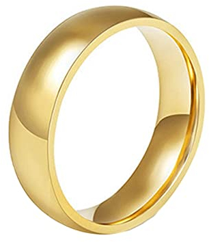 Homxi Edelstahl Ringe Herren,Poliert Rund 6MM Herren Gold Ring Ringe Herren Größe 57 (18.1)