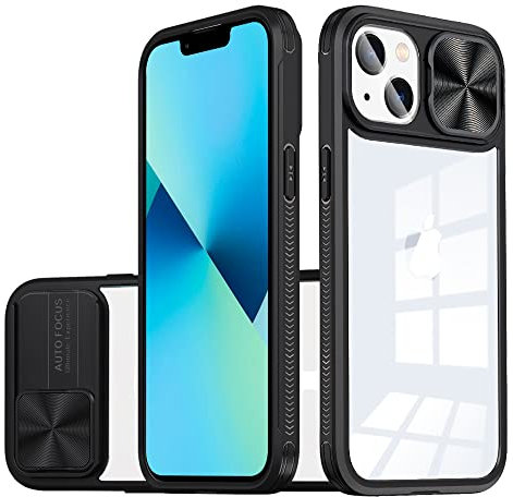 Dqtaoply for iPhone 14 Case, Camera Cover Heavy Duty Shockproof Protective Military Grade Slide Slim Phone Case Compatible with iPhone 14 - Black