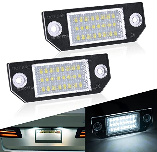 URAQT LED Lizenz Kennzeichenbeleuchtung, 2 Stücke 6500 K Kennzeichenleuchte 400Lm Heckleuchte Weiß Kennzeichen 12V Eingebauter Canbus Kompatibel mit Ford