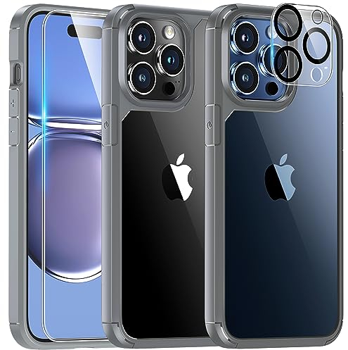 TAURI 3 in 1 for iPhone 15 Pro Case, and 2X Screen Protector, [Not-Yellowing & Military Drop Defense] Shockproof Phone Case 6.1 inch