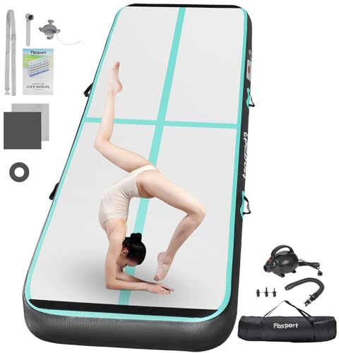 FBSPORT Trainingsmatte, 20 cm, Höhe, aufblasbar, Air Tumbling Track 3 m, Gymnastikmatte, aufblasbar, Tumbling, Gymnastikmatte, für Turner, Tumbling, Yoga, mit Pumpe