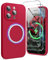 SURPHY Magnetic Case for iPhone 15 Pro Case with Screen Protector, Liquid Silicone Anti-Scratch Compatible with MagSafe Gel Rubber Phone Case for iPhone 15 Pro 6.1 inch, Red