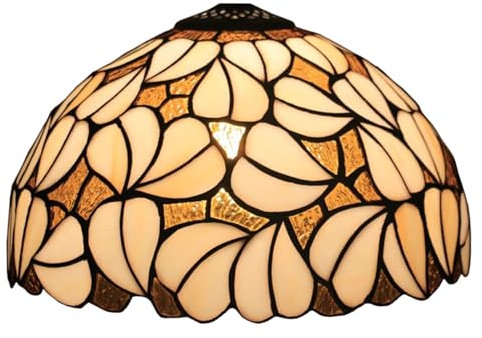 BOTOWI 12-Zoll-Creme-Blatt-Lampenschirme Tiffany-Stil Lampenschirm Ersatz nur Pastoral Bernstein Beige Gold Buntglas Lampenschirm für Tischlampen Pendelleuchte Deckenleuchte Haus Büro Dekoration