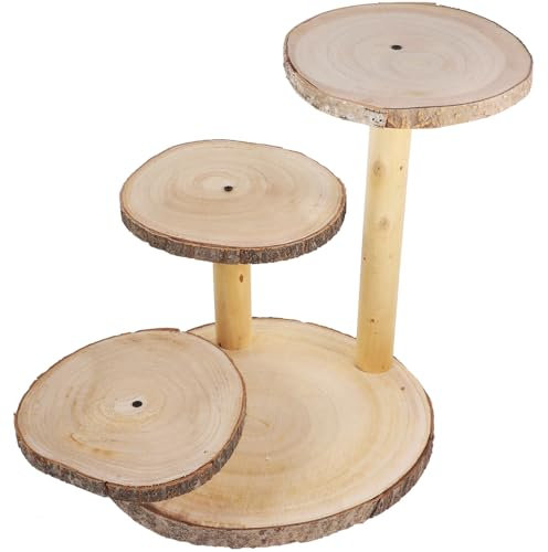 STOBAZA 3-Stöckiger Cupcake-Ständer Aus Holz Rustikaler Tortenständer Runder Cupcake-Turm Dessert-Präsentationsständer Für Hochzeit Geburtstag Teeparty