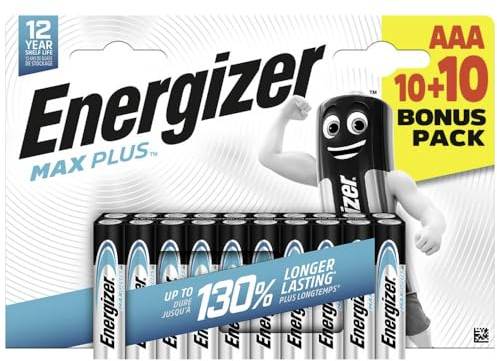 Energizer Max Plus - Batteria alcalina micro (AAA) 1,5 V, 20 pezzi.