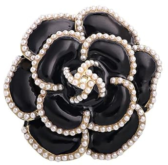 Broche De Fleur En Émail Pour Femmes, Broche De Perle De Camélia, Broche De Pétale Élégante, Accessoires De Robe Noire, Boutonnière, Corsage, Broche De Fête De Mariage, Cadeau