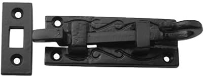 Necked Barrel Bolt 100mm Black Antique Cast Iron Heavy Duty