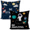 Likjad Raum-Dekoration für Jungenzimmer, Raketen-Kissenbezüge, 45,7 x 45,7 cm, 2 Galaxie-Dekor, Universum, Galaxie, Weltraum, Planet, Kissenbezug für Sofa, Bett, Raumschiff-Dekor, Kinder-Kissenbezug,
