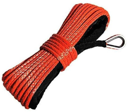 Câble de Treuil Synthétique avec Gaine, 6 mm x 15 m Cordes Remorquage Synthétique à 12 Brins 7700lbs pour Voiture Camion ATV UTV