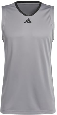 adidas Men's Basketball Legends Tank Shirt, Grey Three/Black, XS