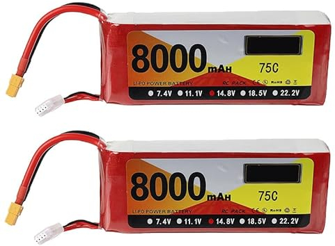 2Pcs 14.8V 4S Lipo Akku 75C 8000mAh Lipos RC Akku mit XT-60 Stecker für RC Hubschrauber 1/8 1/10 RC Plane Flugzeug
