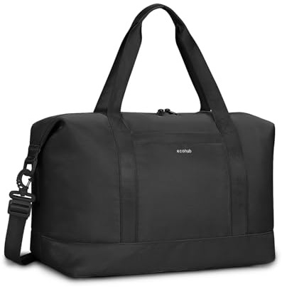 ECOHUB Ryanair Cabin Bags 40x30x20, 24L Underseat Hand Luggage Bag, Foldable Carry On Bag with Removable Wet Pocket, Water-Resistant Overnight Hospital Weekend Bag for Women, Black (Patent Pending)