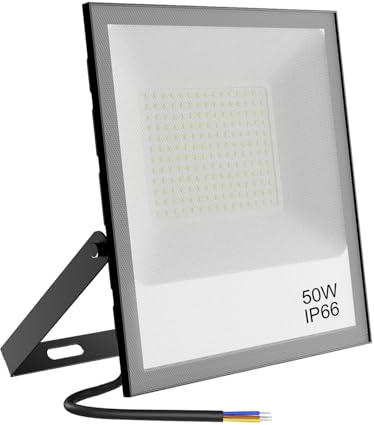 Fosingut LED Strahler Außen, 50W LED Scheinwerfer Innen,5000LM 6500K Kaltweiß Blendschutz Flutlicht Werkstattlampe,IP66 Wasserdicht Wandleuchte Draußen Fluter Baustrahler für Garten, Keller, Garage