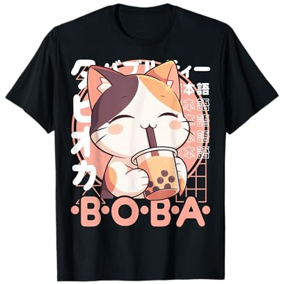 Katze Boba Tee Kawaii Bubble Tea Katze Anime Neko Calico Katze T-Shirt