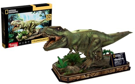 EXPLORA - T-Rex - 3D-Puzzle - 540210-52 Teile - Tiere - Level 4 - Ohne Kleber oder Schere - Dinosaurier - BAU - National Geographic Lizenz - Bauspiel - Ab 8 Jahren
