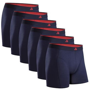 DANISH ENDURANCE Boxer Bambou Homme, Calecon Homme Ultra Doux et Respirant, Lot de 6, Bleu Marine, L