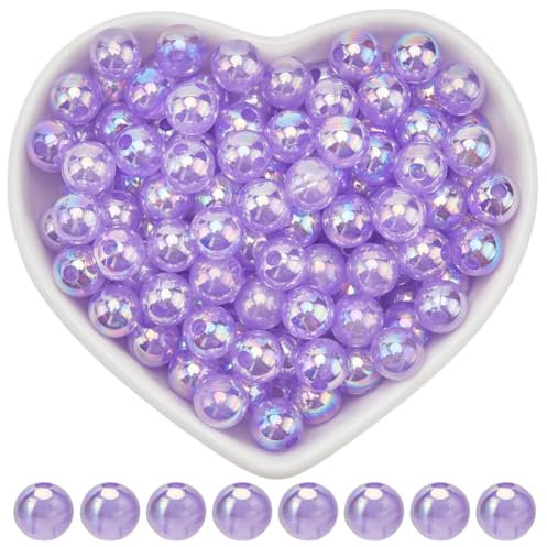 SOFPLATE 500 pz Perline Rotonde Acriliche AB Color Perline Sfuse 8mm Plastica Trasparente Blu Viola Glitter Lucido Distanziatore Sciolto Mini Perline con Foro per Bracciale Collana Gioielli Creazione
