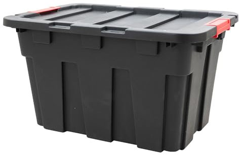 EURO VANADIUM Boite de Rangement Plastique pour Garage avec Couvercle et Clips de Fermeture - 55 L
