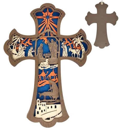 Generisch Schnitzen Einer hölzernen Krippe, Weihnachtskrippen-Holzornamente | Wandskulptur Krippe Holzornament | Weihnachtskrippen im Freien, saisonale Schnitzereien für Schlafzimmer, Bauernhaus