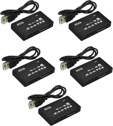 Jembe - 7 en 1 Lot de 5 Lecteurs de Cartes Mémoire Universel, Compatible avec Une Grande majorité de Cartes mémoires SD, SDHC, SDXC, MS, TF, Micro SD, Micro SDXC, Micro SDHC, Compact Flash