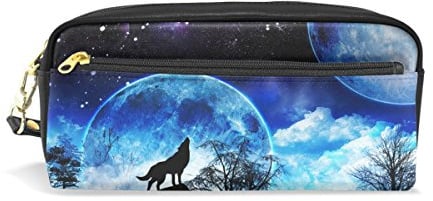 Stiftemappe Wolf Heult Bleistift Tasche Große Kapazität Federmäppchen Praktischem Tasche Für Büro College-Studenten Erwachsene