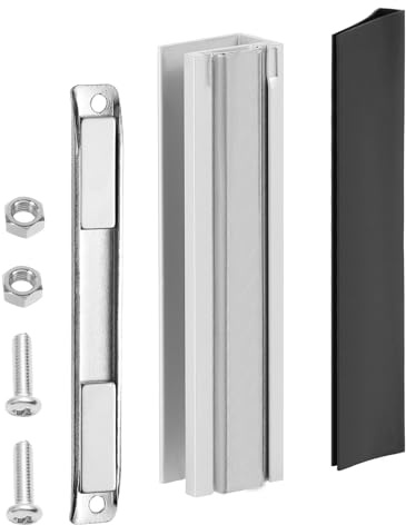 Shower Door Magnet, U-Channel Door Frame with Metal Impactor for 1/8“ 5/32” 3/16“ and 1/4” Thick Swinging Glass Shower Doors, Framed and Frameless Shower Doors, Stainless Steel U-Channel with Magnet