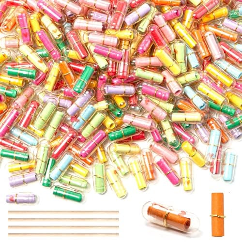Sixfolo 400 Pcs Capsule Lettre Message Capsule Message Transparent Gélules Message Dans Bouteille Pilule Lettres Message avec Cœur pour Amitié Saint Valentin Anniversaire Mariage(Couleur Aléatoire)