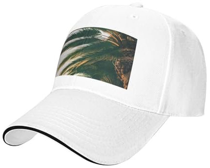 Los Angeles Palmen Print Atmungsaktive Baseballkappe für den Sommer Faltbar Tragbar Verstellbar Unisex Sonnenhut, Weiss/opulenter Garten, M/Einheitsgröße