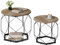 WOLTU 2er Set Couchtisch, Beistelltisch mit runder Tischplatte, Sofatisch mit hohlem Metallrahmen, Wohnzimmertisch mit Stauraum, aus Holzwerkstoff, Graue Holzoptik,BTS05grdc